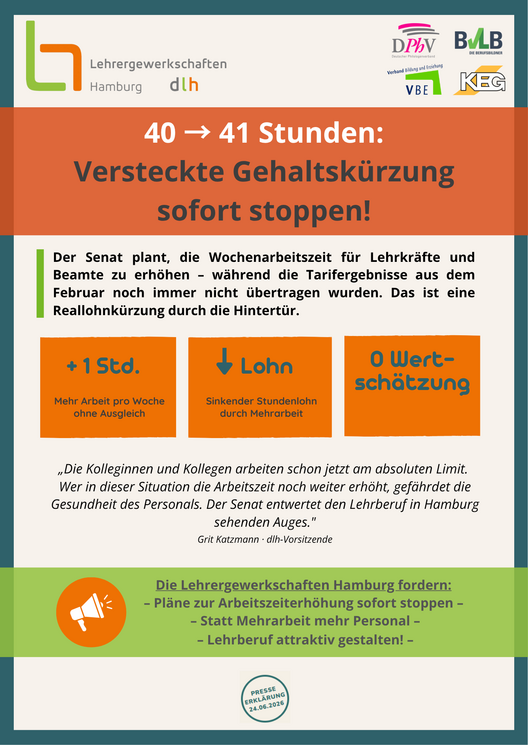 Presseerklärung des dlh - die Lehrergewerkschaften Hamburg