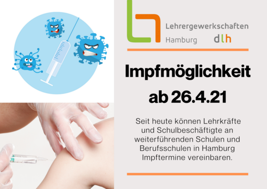 Impfmöglichkeit für Lehrkräfte und Schulbeschäftige ab dem 26.04.2021!